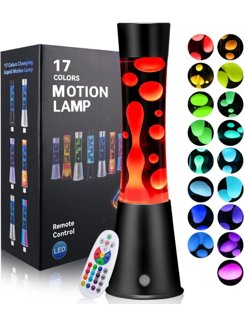 Color Changing Liquid Motion Lamp - 17 LED Night Light with Remote Control